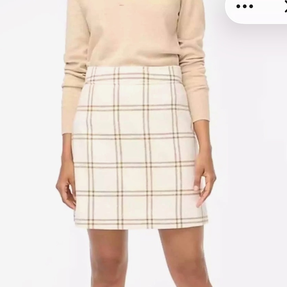J. Crew Cream Plaid Mini Skirt